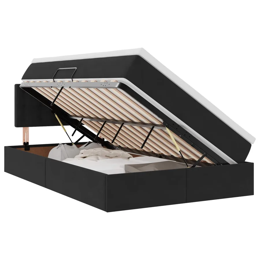 Lit de Rangement avec matelas Noir 120 x 190 cm Velours - 2