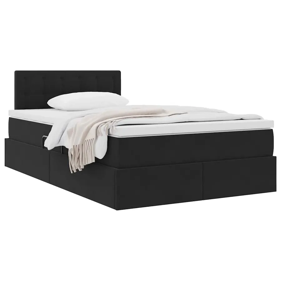 Lit de Rangement avec matelas Noir 120 x 190 cm Velours - 3