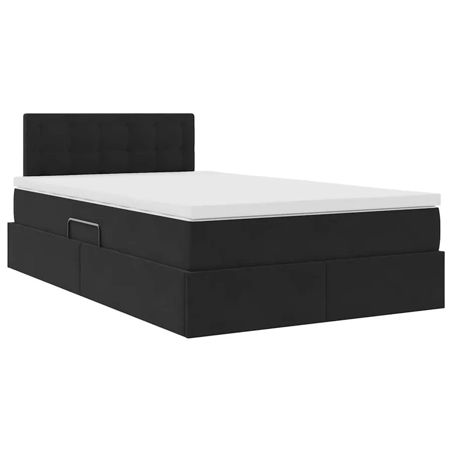 Lit de Rangement avec matelas Noir 120 x 190 cm Velours - 5