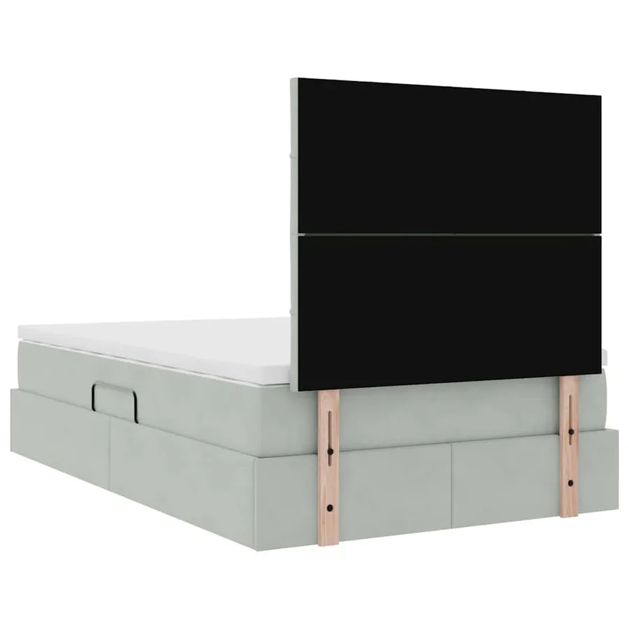 Lit avec rangement et matelas Gris clair 120 x 190 cm Velours - 11