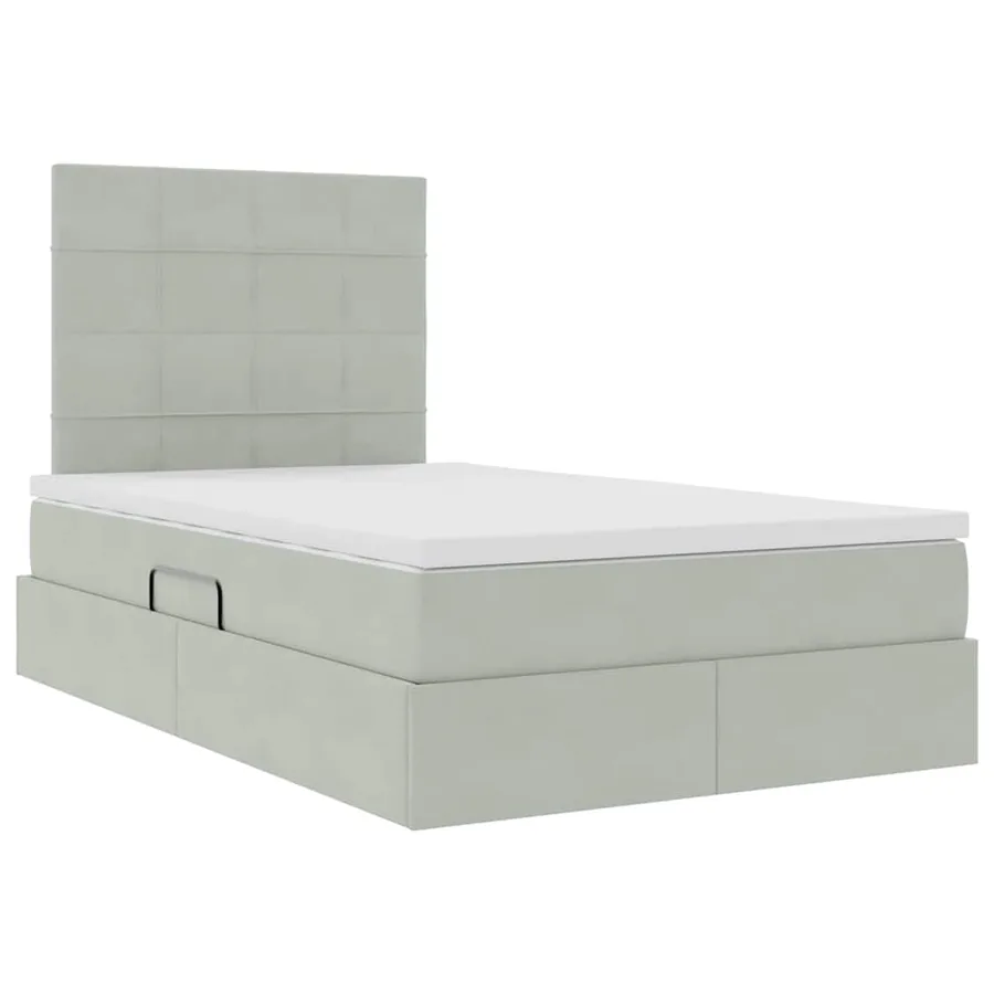 Lit avec rangement et matelas Gris clair 120 x 190 cm Velours - 5