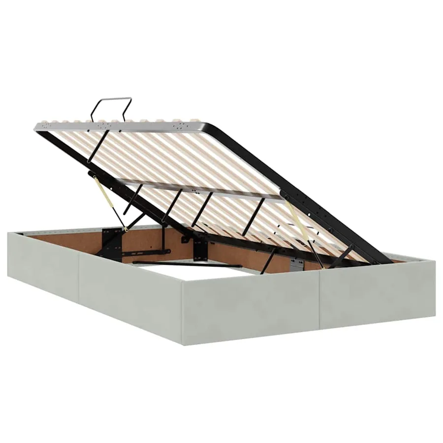 Lit avec rangement et matelas Gris clair 120 x 190 cm Velours - 6