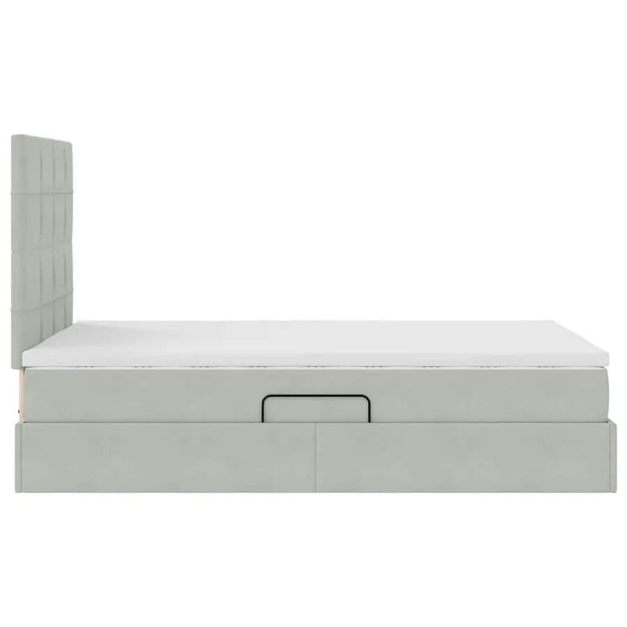 Lit avec rangement et matelas Gris clair 120 x 190 cm Velours - 8