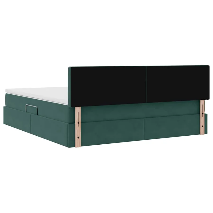 Lit de rangement LED avec matelas Vert foncé 160 x 200 cm - 12