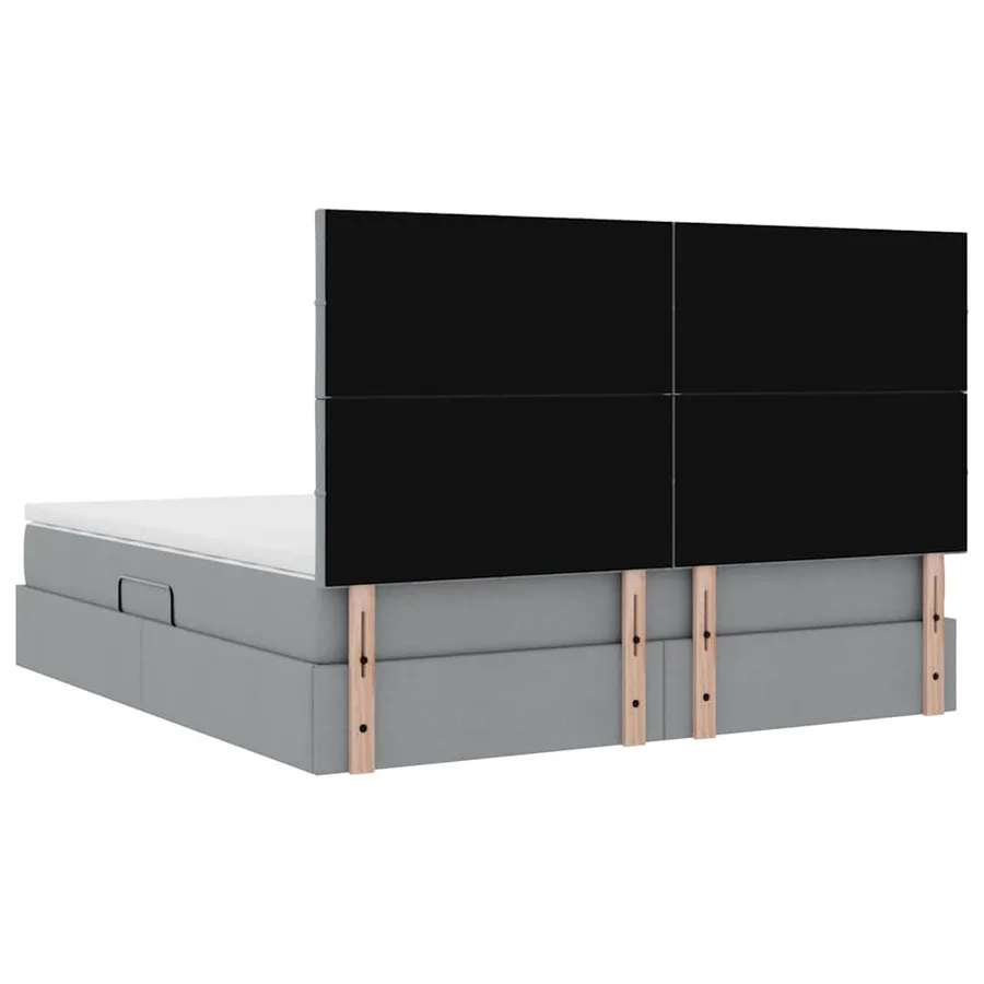 Lit avec rangement et matelas Gris clair 160 x 200 cm tissu - 11