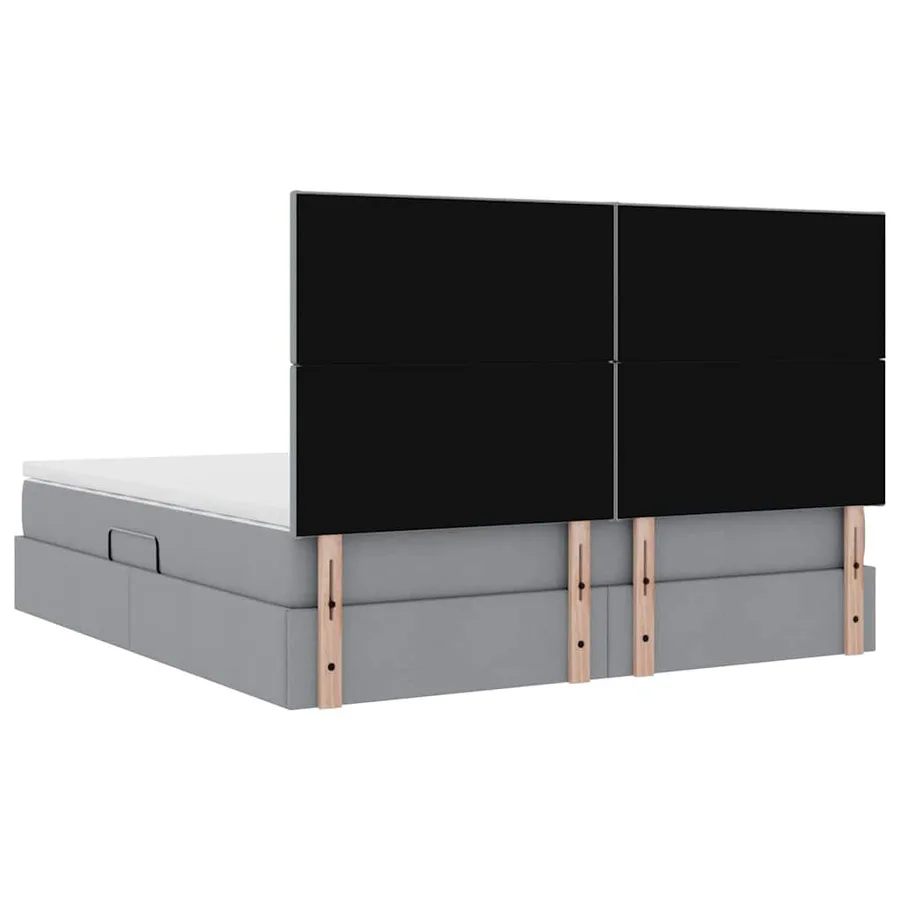 Lit avec rangement et matelas Gris clair 160 x 200 cm tissu - 11