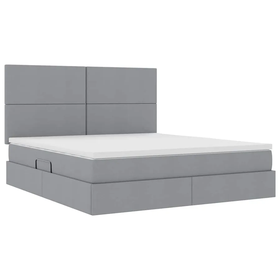 Lit avec rangement et matelas Gris clair 160 x 200 cm tissu - 5