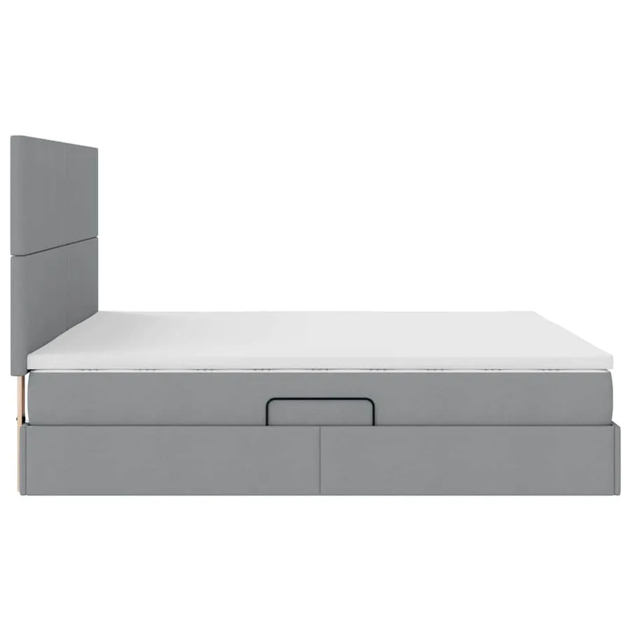 Lit avec rangement et matelas Gris clair 160 x 200 cm tissu - 8