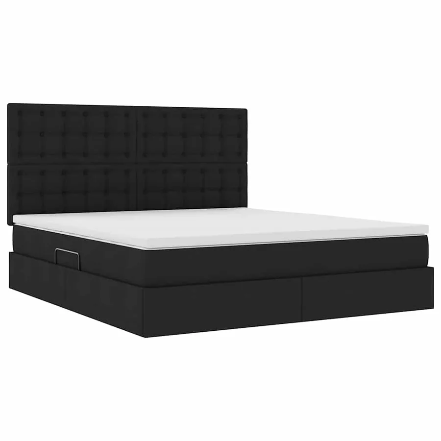 Lit avec rangement et matelas Noir 160 x 200 cm tissu - 5