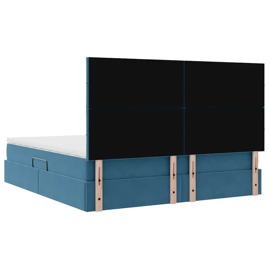 Lit avec rangement et matelas Bleu foncé 160 x 200 cm Velours - 11