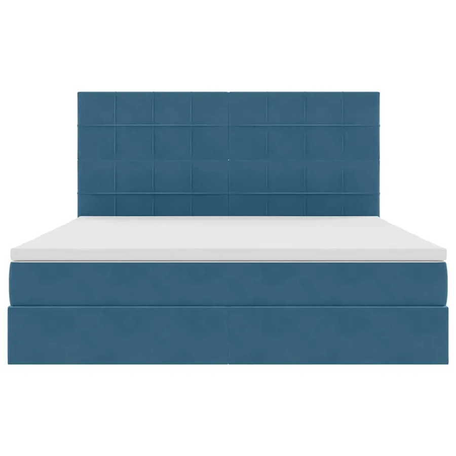 Lit avec rangement et matelas Bleu foncé 160 x 200 cm Velours - 7