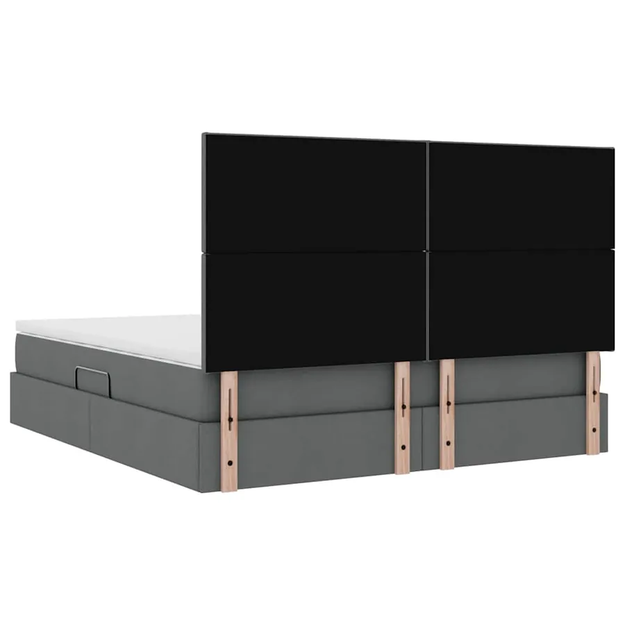 Lit de rangement LED avec matelas Gris foncé 160 x 200 cm Tissu - 12