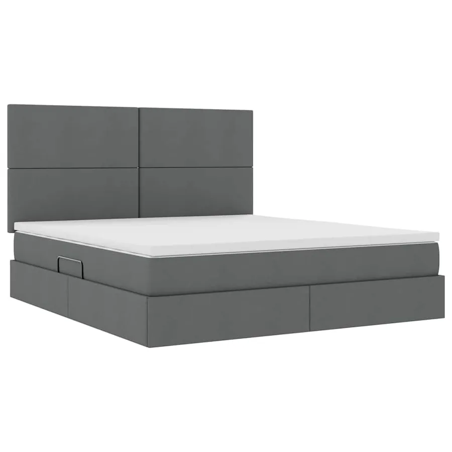 Lit de rangement LED avec matelas Gris foncé 160 x 200 cm Tissu - 6