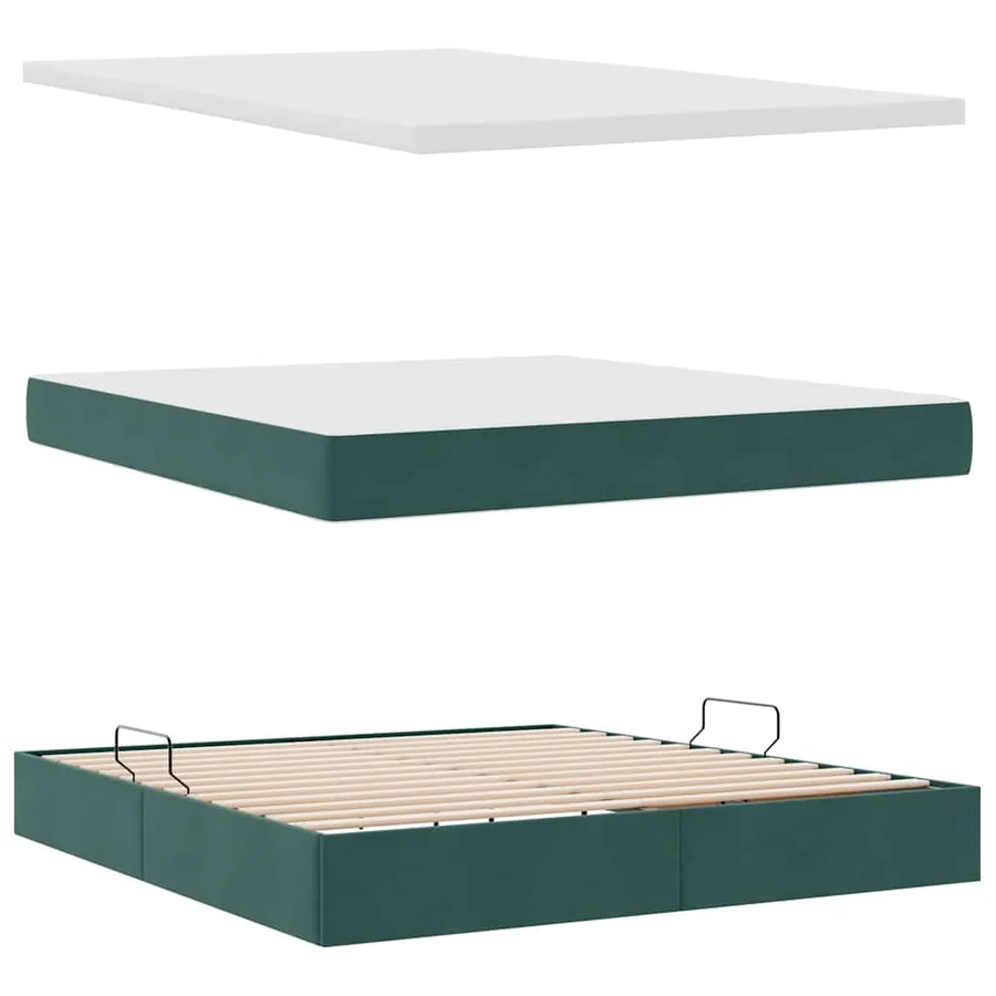 Lit de rangement LED avec matelas Vert foncé 160 x 200 cm - 9