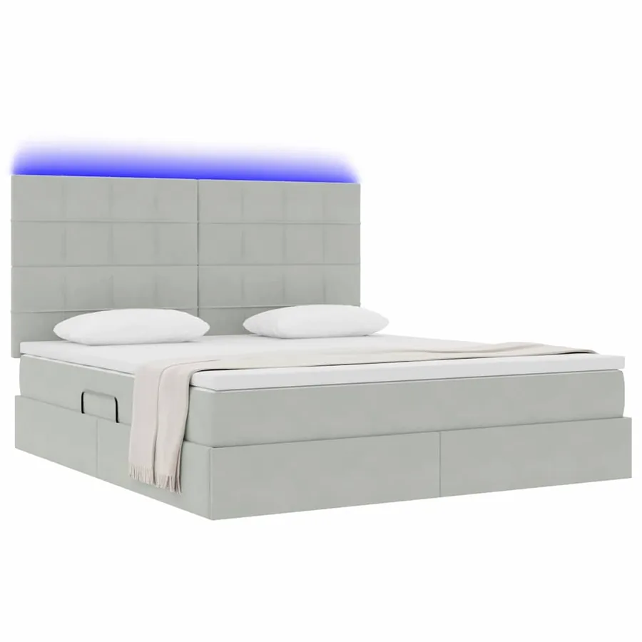 Lit de rangement LED avec matelas Gris clair 160 x 200 cm - 3