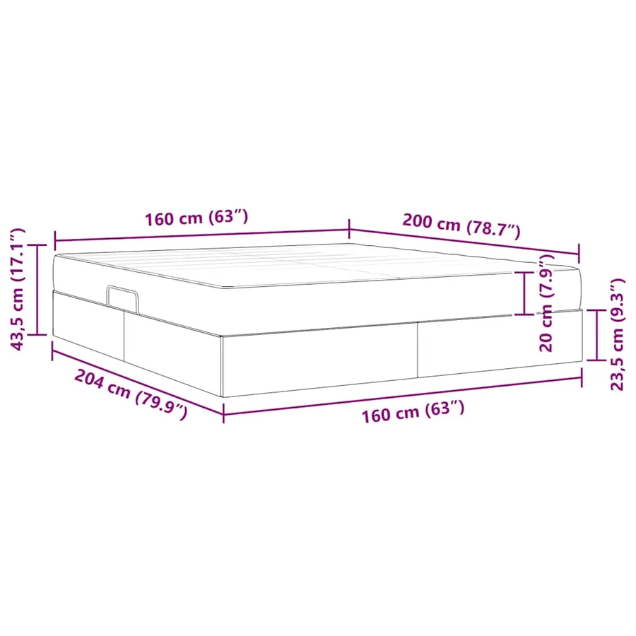 Lit avec rangement et matelas Gris clair 160 x 200 cm Velours - 15
