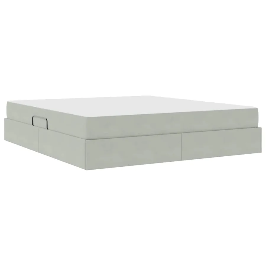 Lit avec rangement et matelas Gris clair 160 x 200 cm Velours - 8