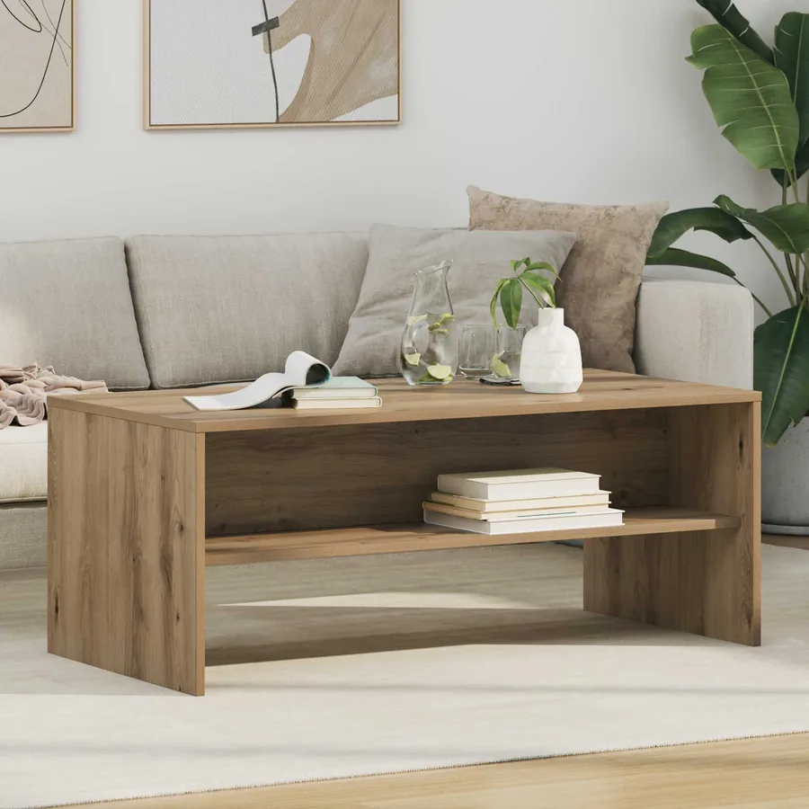 Table basse Chêne artisanal 100 x 50 x 40 cm Bois d'ingénierie