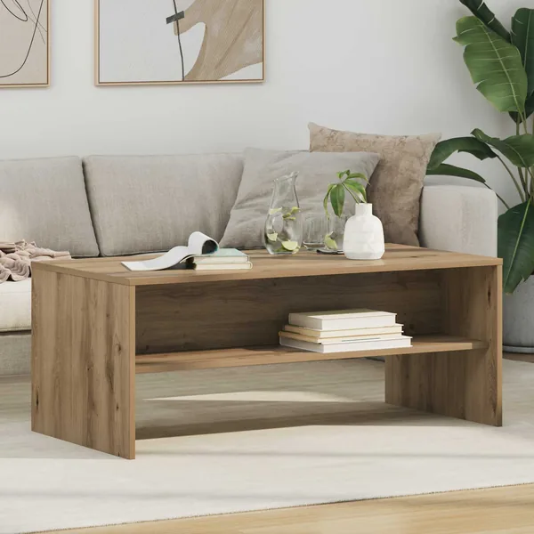 Table basse Chêne artisanal 100 x 50 x 40 cm Bois d'ingénierie