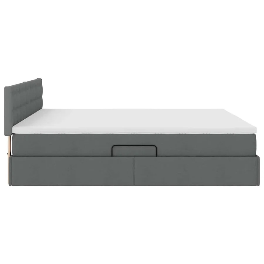 Lit de rangement LED avec matelas Gris foncé 160 x 200 cm Tissu - 11