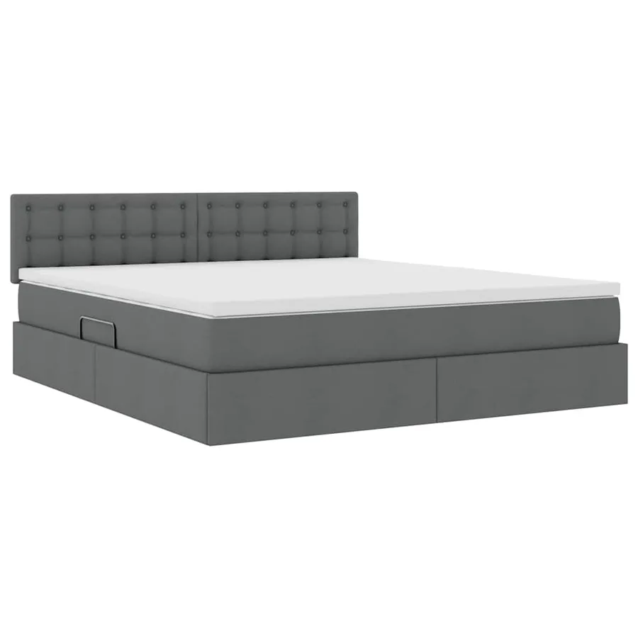 Lit de rangement LED avec matelas Gris foncé 160 x 200 cm Tissu - 6