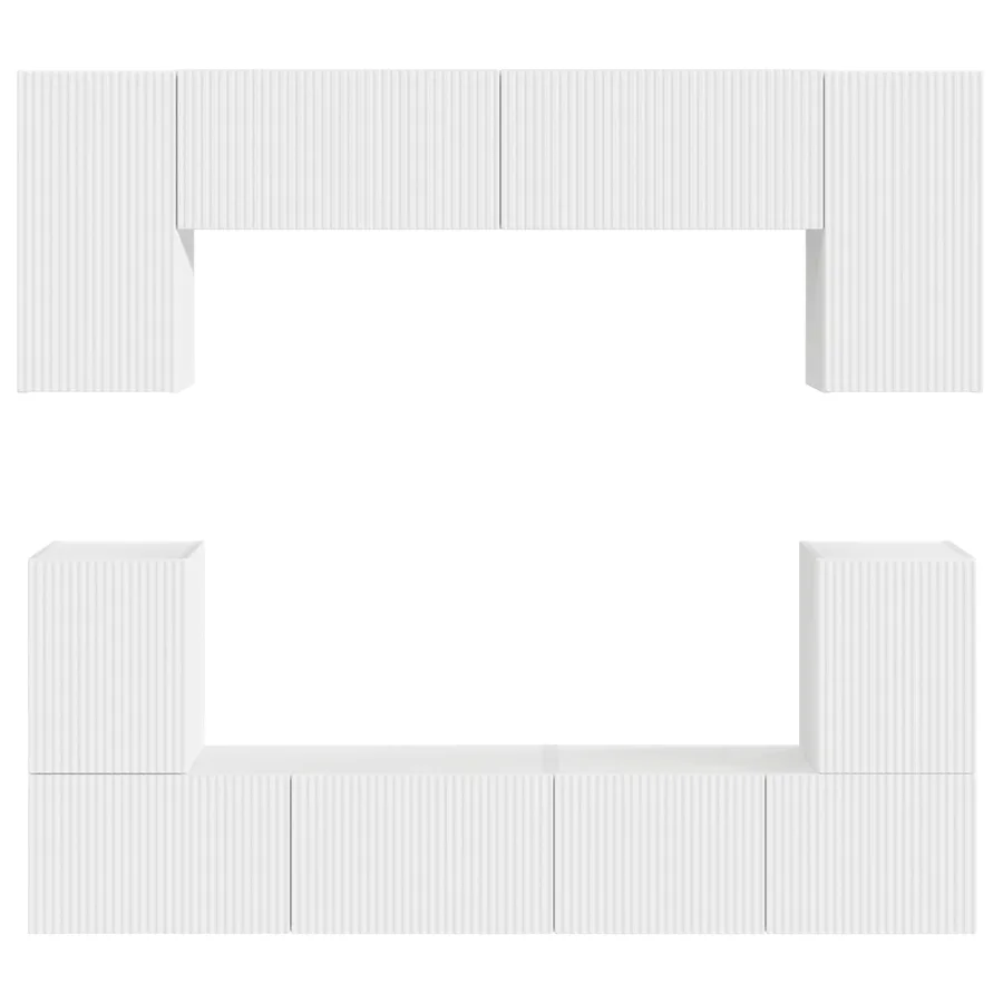 Ensemble meuble TV Montage mural 5 pcs Blanc Bois d'ingénierie - 10