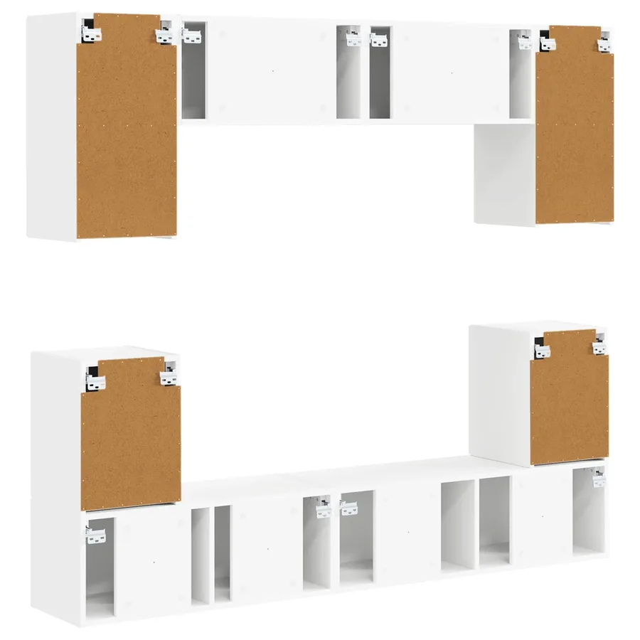 Ensemble meuble TV Montage mural 5 pcs Blanc Bois d'ingénierie - 11