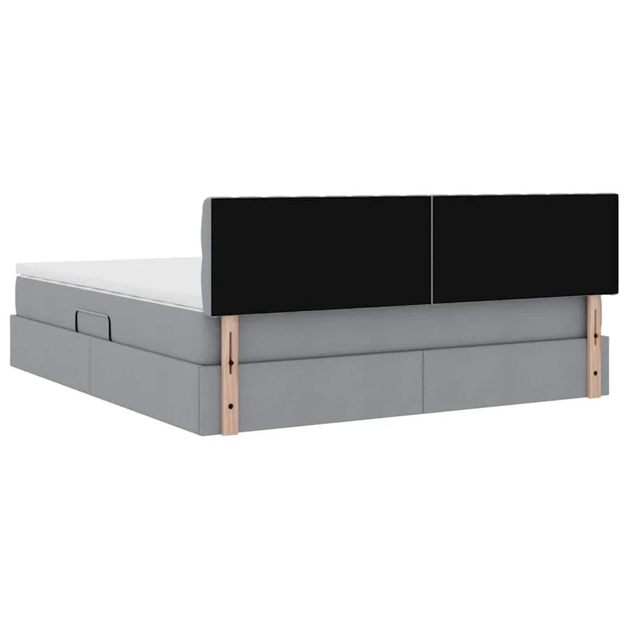 Lit de rangement LED avec matelas Gris clair 160 x 200 cm Tissu - 12