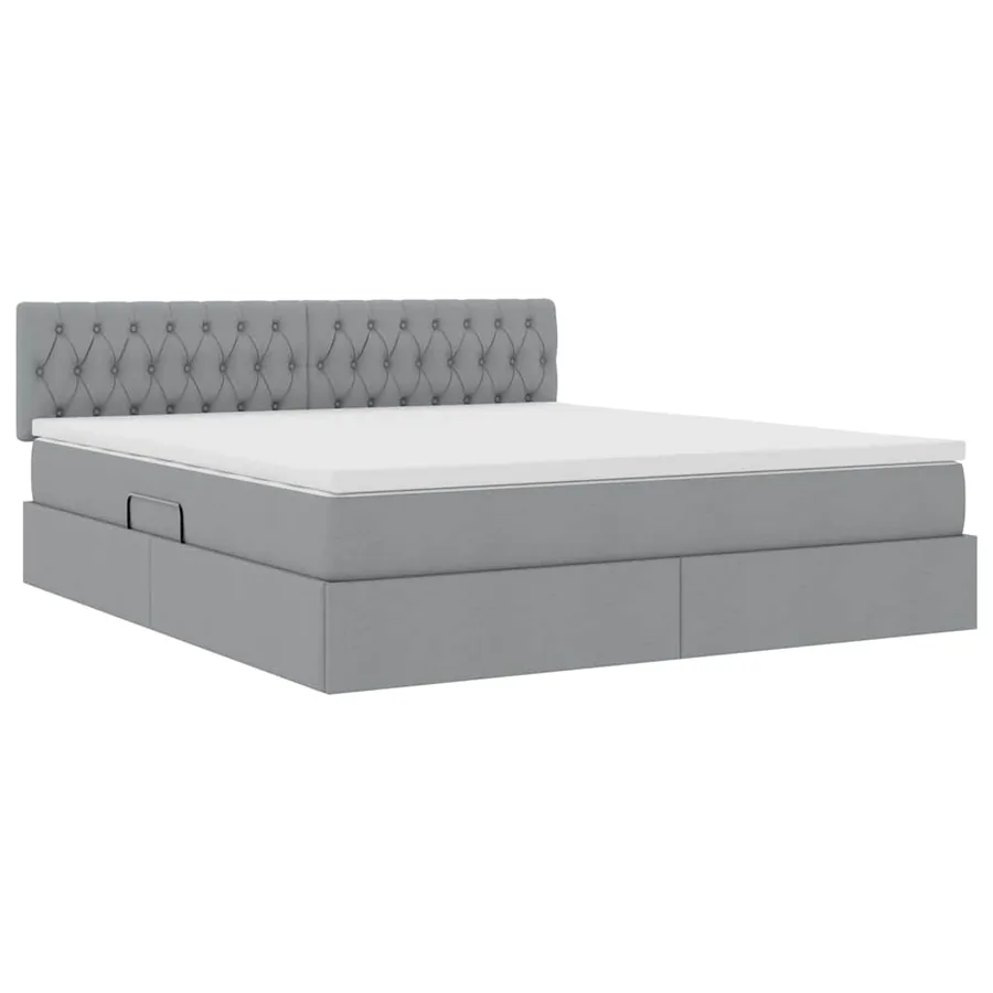 Lit de rangement LED avec matelas Gris clair 160 x 200 cm Tissu - 6