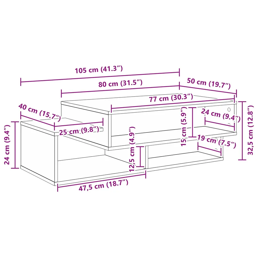 Table basse Chêne artisanal 105 x 50 x 32,5 cm - 11