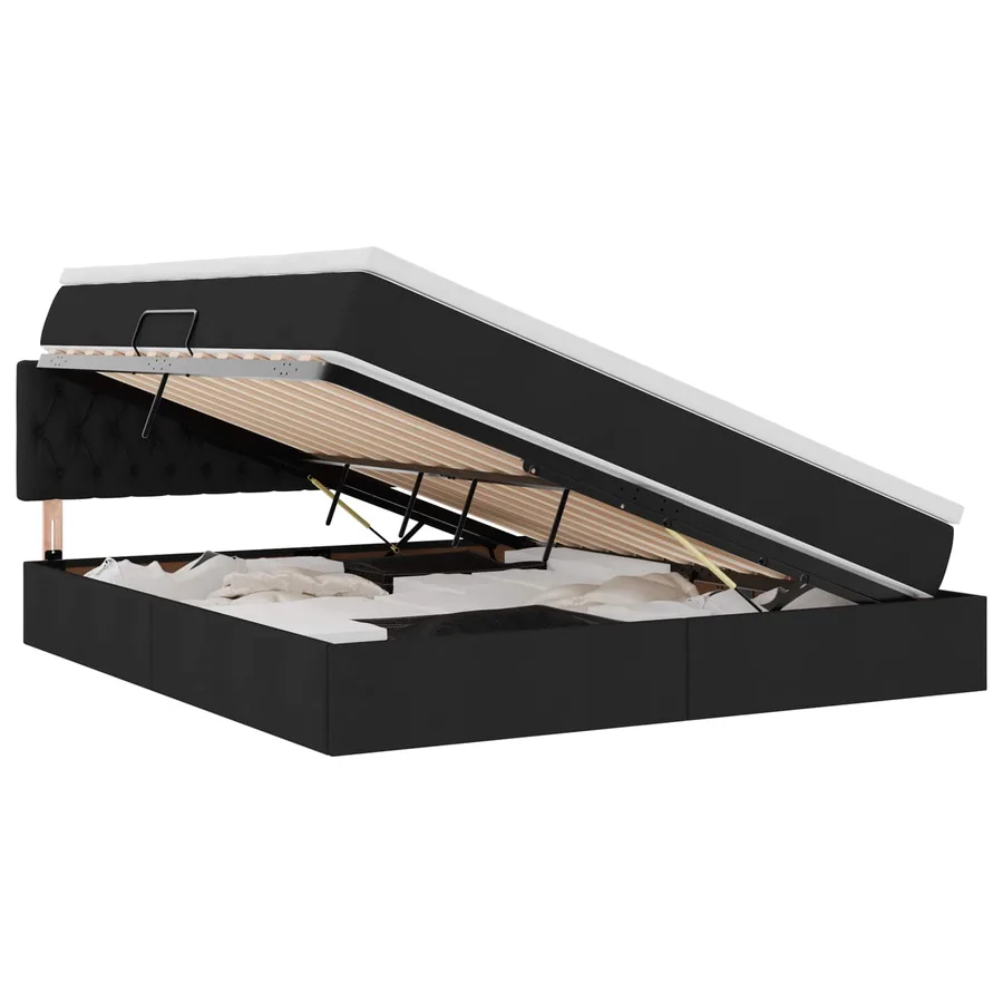 Lit avec rangement et matelas avec matelas Noir 160 x 200 cm - 2