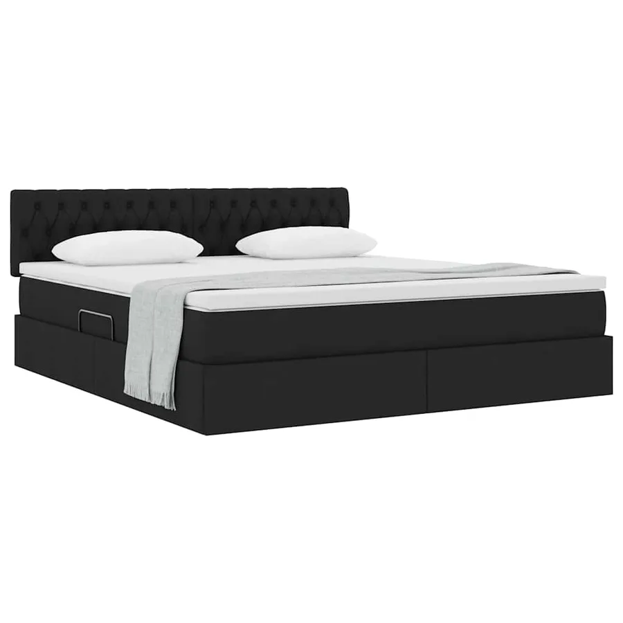 Lit avec rangement et matelas avec matelas Noir 160 x 200 cm - 3
