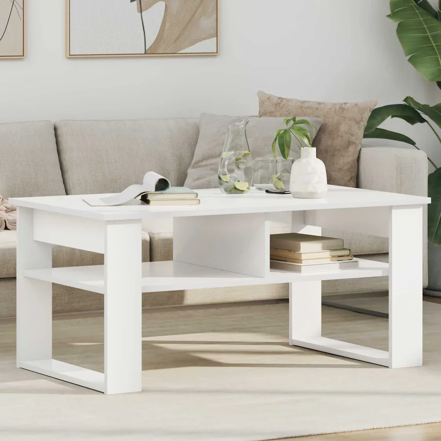 Table basse Blanc 96 x 54 x 44 cm Bois d'ingénierie