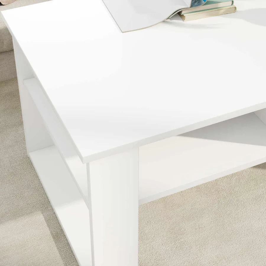 Table basse Blanc 96 x 54 x 44 cm Bois d'ingénierie - 4