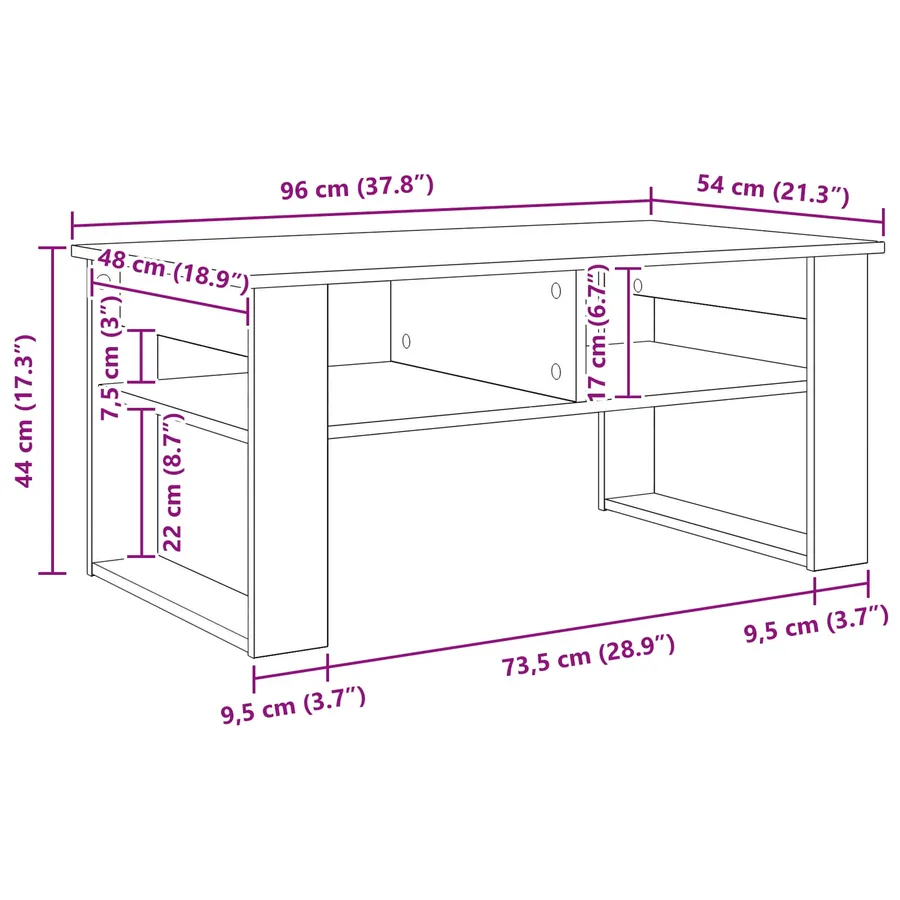 Table basse Blanc 96 x 54 x 44 cm Bois d'ingénierie - 8