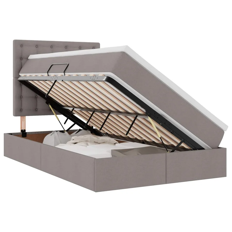 Lit de rangement LED avec matelas Taupe 120 x 190 cm Tissu - 2