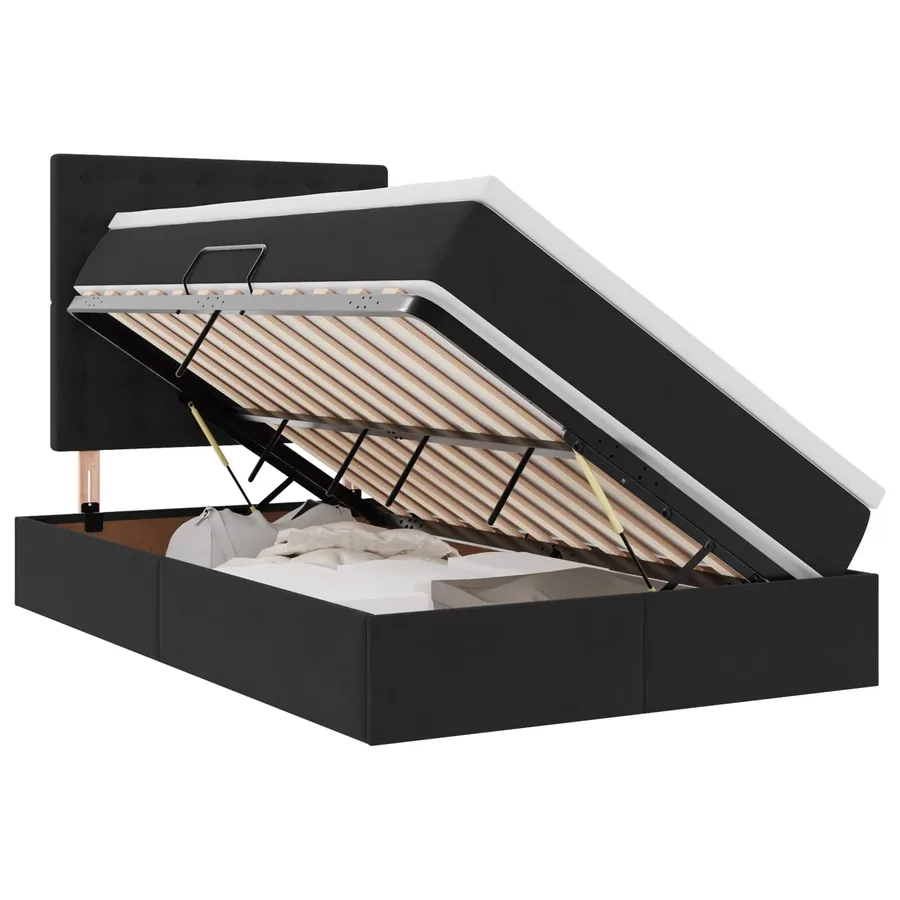 Lit de rangement LED avec matelas Noir 120 x 200 cm Velours - 2