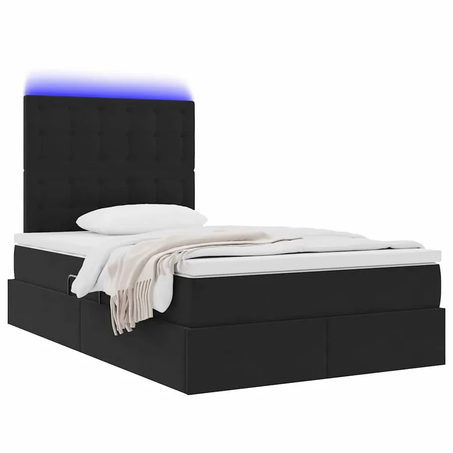Lit de rangement LED avec matelas Noir 120 x 200 cm Velours - 3