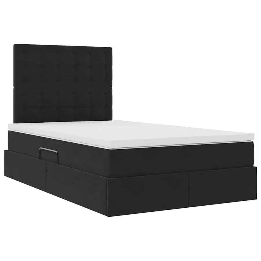 Lit de rangement LED avec matelas Noir 120 x 200 cm Velours - 6