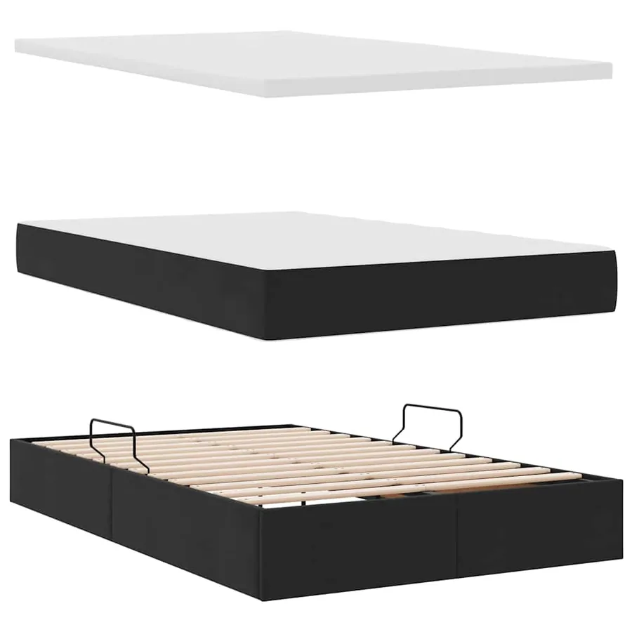 Lit de rangement LED avec matelas Noir 120 x 200 cm Velours - 9