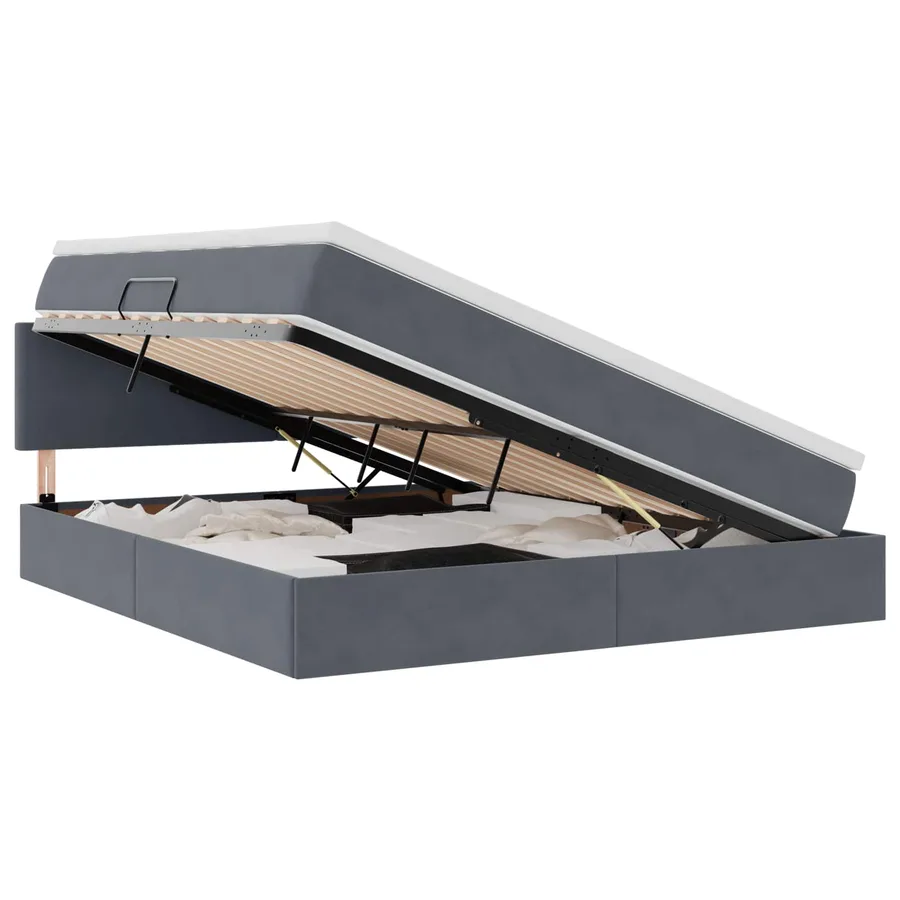 Lit de rangement LED avec matelas Gris foncé 160 x 200 cm - 2