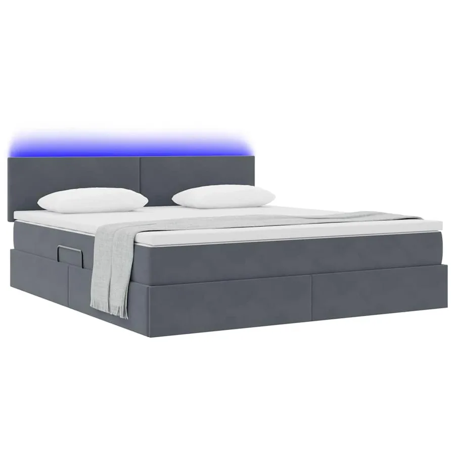Lit de rangement LED avec matelas Gris foncé 160 x 200 cm - 3