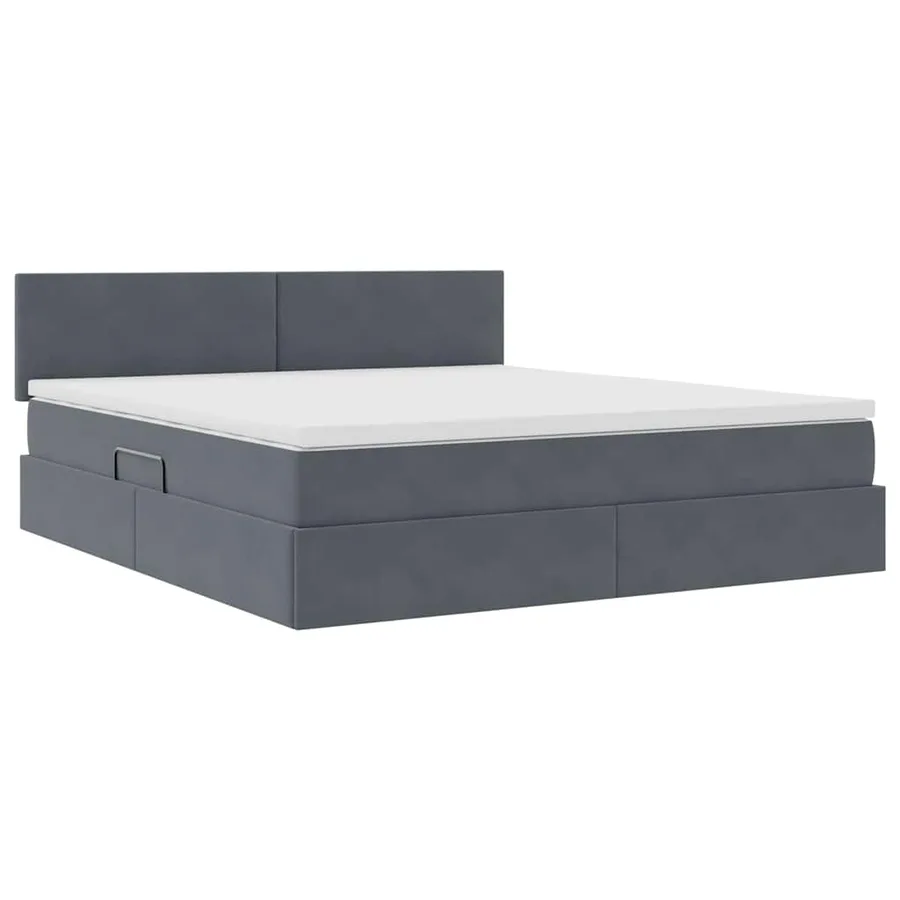 Lit de rangement LED avec matelas Gris foncé 160 x 200 cm - 6