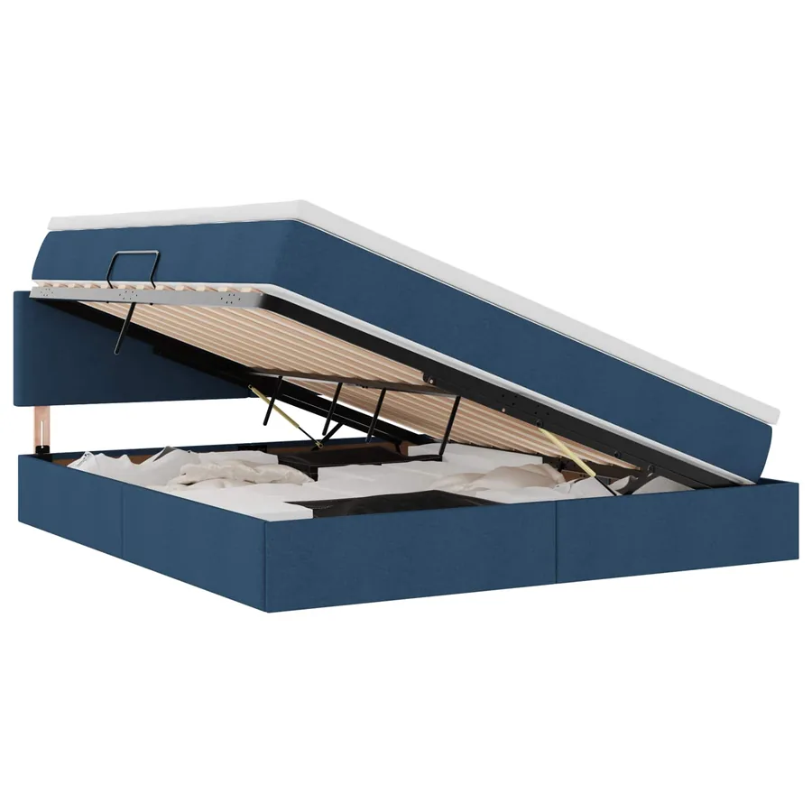 Lit de rangement LED avec matelas Bleu 160 x 200 cm Tissu - 2