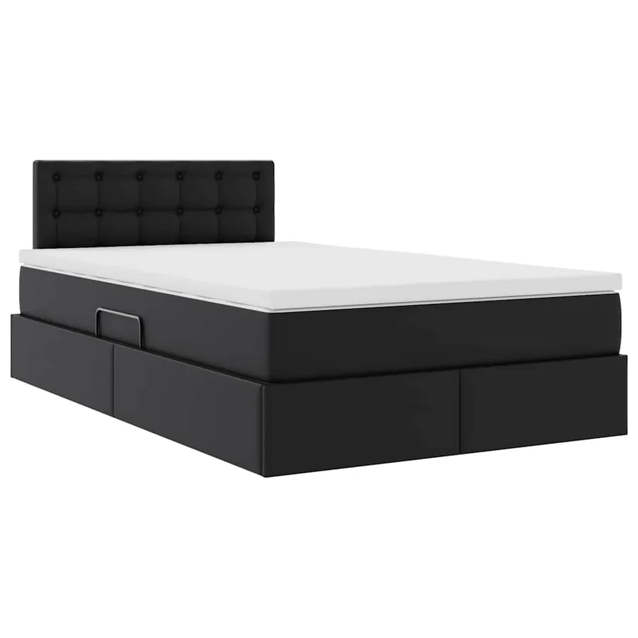 Lit avec rangement et LED Noir 120 x 190 cm Cuir synthétique - 6