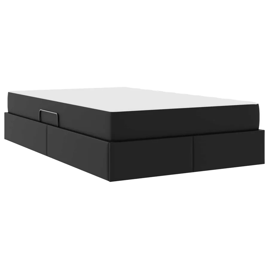 Lit avec rangement et matelas avec matelas 2 pcs Noir Cuir - 10