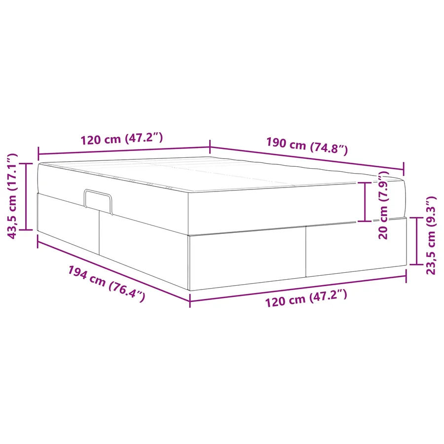 Lit avec rangement et matelas avec matelas 2 pcs Noir Cuir - 15