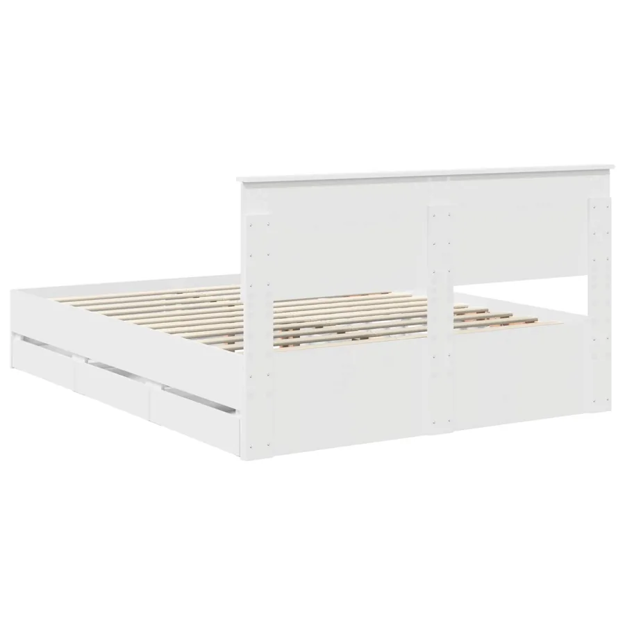 Cadre de lit avec tiroir Blanc 150 x 200 cm Bois Ingénierie - 10