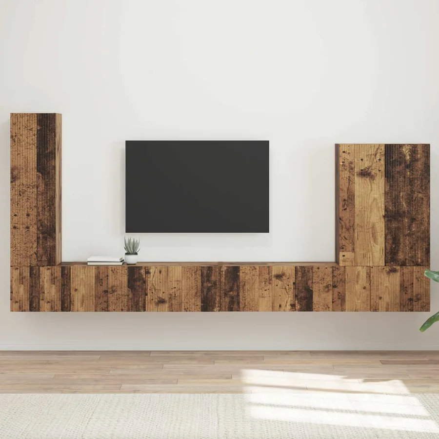 Ensemble de meuble TV mural Montage mural 6 pcs Bois Ancien