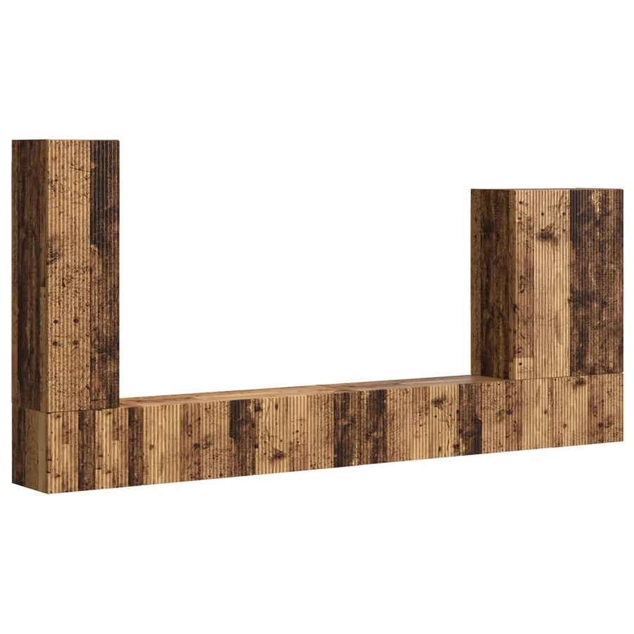 Ensemble de meuble TV mural Montage mural 6 pcs Bois Ancien - 2